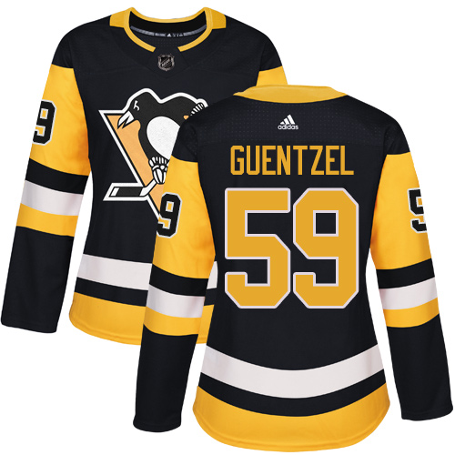 Adidas Penguins #59 Jake Guentzel Black Home Authentic Women's Stitched NHL Jersey - Click Image to Close